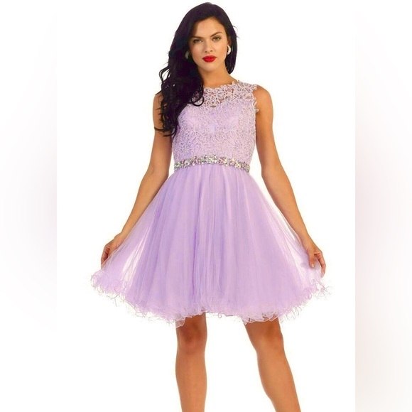 Dresses & Skirts - Unbranded Purple Tulle A-line Dress w/ rhinestone belted detail Size 6/8